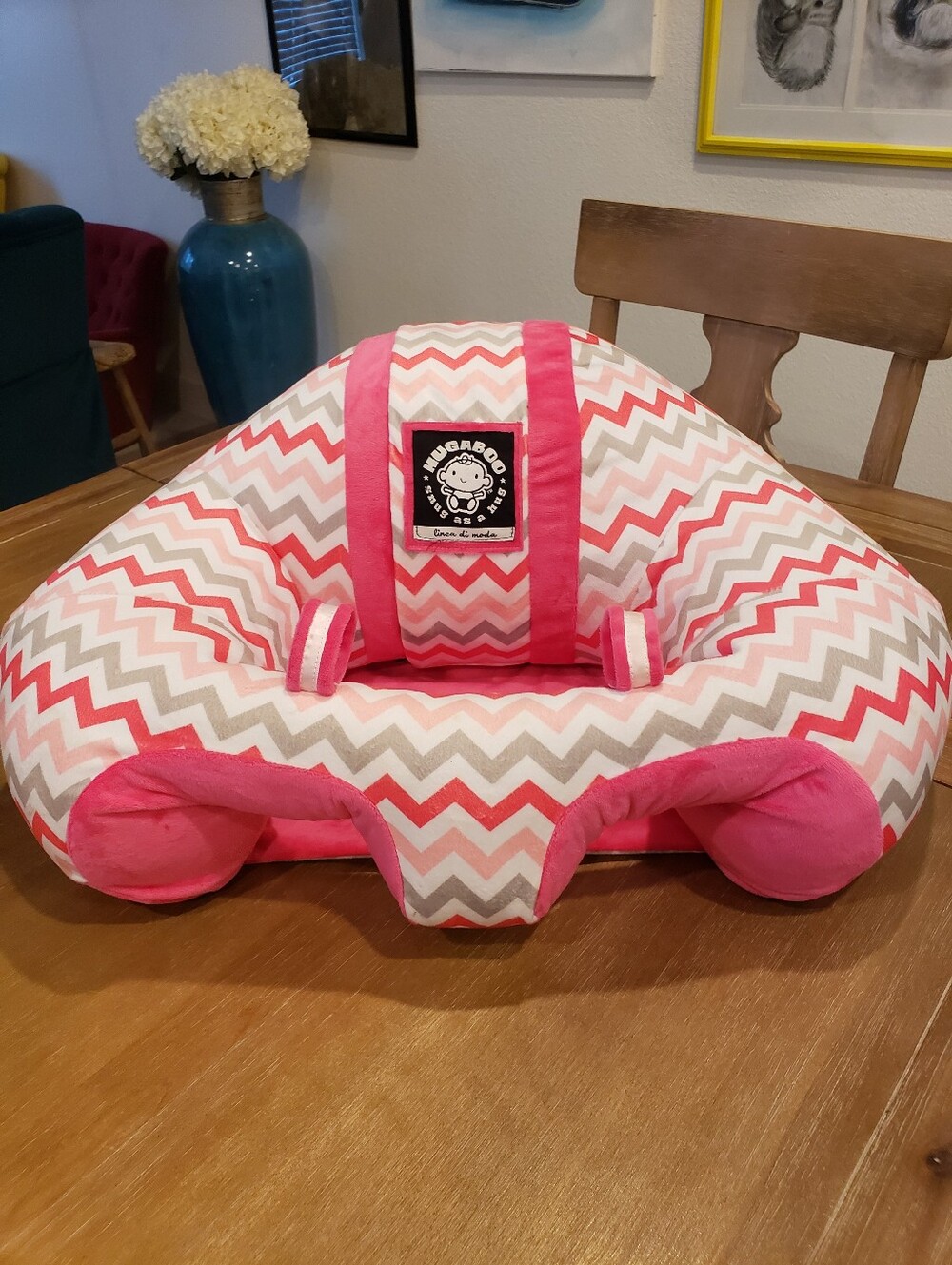 Original Hugaboo Infant Sitting Up Cushioned Chair Pink Soft Washable